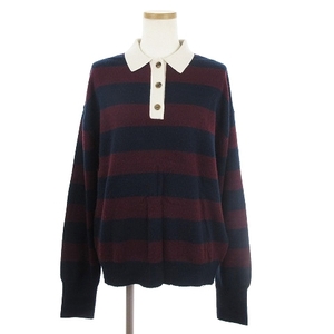 アパルトモン ドゥーズィエムクラス Hello Bonjour 21AW Cashmer rugger Knit ラガーニット セーター 長袖 カシミヤ ボーダー 赤 紺 F