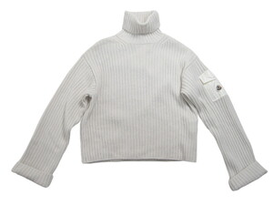 サイズM■新品 本物■モンクレール/COLLO ALTO TRICOT/ロゴ付きポケット タートルネックニットセーター/ハイネック/レディース/MONCLER/白