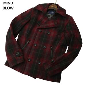 MIND BLOW メンズビギ 秋冬 チェック★ メルトン ウール Pコート Sz.2 メンズ　A4T13214_C#N