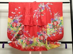 平和屋着物■七五三　女の子　3歳　祝着　花車文　暈し染め　金彩　逸品　CAAH1593gh