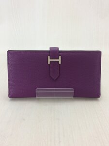 HERMES◆長財布/ベアンスフレ/□R刻印/レザー//