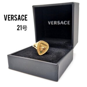 【1円〜】 VERSACE　ヴェルサーチ　シグネットリング　指輪　ゴールドメデューサ　大きいサイズ　21号　メンズ　アクセサリー　箱付き