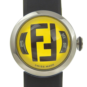 FENDI フェンディ ブースラ 8010L 腕時計 SS×ラバー シルバー クオーツ アナログ表示 レディース イエロー文字盤【I210123023】中古