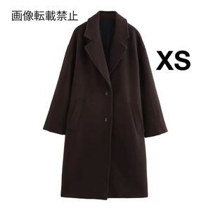 brown vintage ヴィンテージ レトロ ロングコート チェスターコート アウター XSサイズ レディース★ZARA 好きな方に★2024 冬新作 新品★