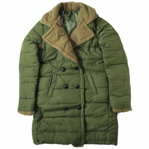 新品 no brand ノーブランド ボアカラー ダブルダウンコート L OLIVE トレンチ 中綿 アウター h073