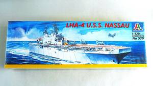 ★☆【定形外OK】未組立!イタレリ 1/720 LHA-4 U.S.S. NASSAU No.530 アメリカ海軍揚陸艦 ナッソー シュリンク(箱)未開封品[GG30A06]