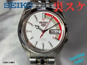 【可動品】 SEIKO セイコー ５ オートマチック 21石 腕時計 デイデイト 裏スケルトン 文字盤/ホワイト 7S26-01V0