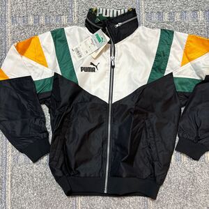 【新品 タグ付】プーマ（PUMA） 長袖ジャージ　ジュニア 150サイズ　黒×緑　上着　トレーニングウェア ナイロンジャケット スポーツ