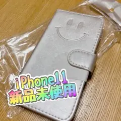 iPhone11 ケース 手帳型 おしゃれ 笑顔 新品未使