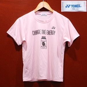 YONEX ヨネックス バトミントン テニス ゴルフ CHARGE THE ENERGY ロゴ 半袖 Tシャツ スポーツウェア ゲームシャツ ピンク SS 美品