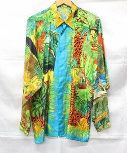 ◆ 希少 GIANNI VERSACE / ヴェルサーチ ヴィンテージ シルク長袖 シャツ 総柄 ターザン サイズ：46 S 144459