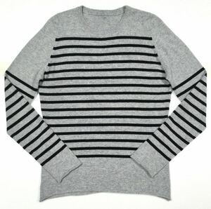 美品「lucien pellat-finet」ストライプ柄 クルーネック プルオーバー カシミアセーター Gray SIZE:S