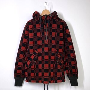 【国内正規品】RRL ダブルアールエル チェック ボア フリース パーカー XS レッド 赤 ハーフジップ RALPH LAUREN ラルフローレン FA2046