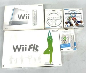 E130-0000 任天堂 Wii RVL-001 本体 Wii Fit RVL-021 コントローラー 4点 ゲームソフト マリオカート/はじめてのWii 付き 通電確認済み③