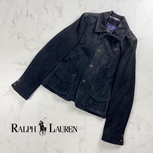 RALPH LAUREN COLLECTION ラルフローレンコレクション 鹿革ジャケット ディアスキン パープルレーベル スウェード スエード 黒 ８*WC1398