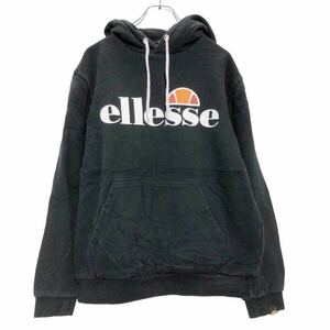 ellesse プリント スウェットトレーナー ウィメンズ S ブラック エレッセ フーディ ポケット 古着卸 アメリカ仕入 a505-6825