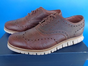 14382■美品 COLE HAAN ZEROGRAND WING OX コールハーン ゼログランド ビジネスシューズ 茶 レザー 8W C26323 箱付き