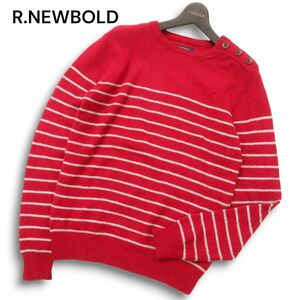 R.NEWBOLD ポールスミス 秋冬 ウール100％★マリンデザイン ショルダーボタン ボーダー ニット セーター Sz.L　メンズ　C4T09085_A#K