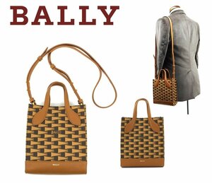 17万新品◆BALLY◆ペナントモチーフ スポーツフラッグ柄 ミニショルダーバッグ 『PENNANT』茶系 1円