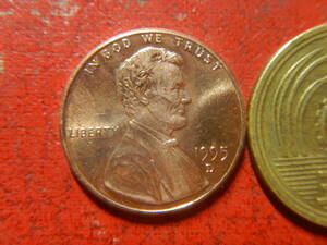 外国・USA／リンカーン１セント銅張り亜鉛貨（1995年D）　240607