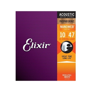 【アコースティックギター弦】Elixir 12-STRINGS アコースティック ギター弦 16152 PHOSPHOR BRONZE NANOWEB LIGHT 10-47 12弦 正規品