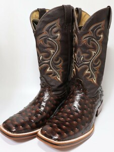 W067)カレッタブーツ CARRETA BOOTS サイズ換算28cmメンズ エンボス加工 オーストリッチ ウエスタンブーツ