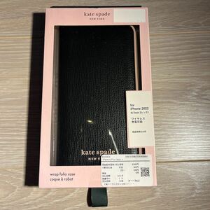 【新品未使用・未開封】iPhone 14 Plus用 kate spade ブックタイプケース／Black×Pale vellum R22C051K