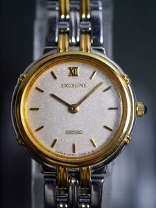 セイコー SEIKO エクセリーヌ EXCELINE クォーツ 2針 純正ベルト 4N20-0730 女性用 レディース 腕時計 z455 稼働品