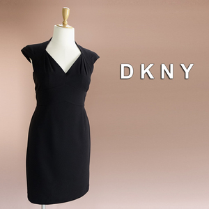 半額セール★新品 DKNY 14/19号 ダナキャラン 黒 ワンピース パーティドレス ブラック 大きいサイズ 結婚式 二次会 フォーマル 凛50YY0601