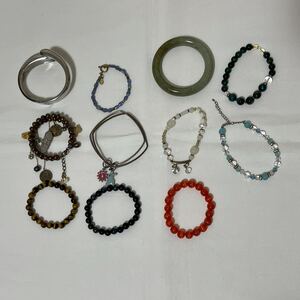 1円〜 カラーストーン アクセサリーおまとめ 翡翠風 バングル 腕輪 天然石風 パワーストーン ブレスレット タイガーアイ レッドアゲート