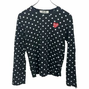 PLAY COMME DES GARCONS コムデギャルソン　レディース　ブラック　ドット柄　ワンポイント　長袖Tシャツ トップス　S表記