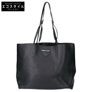 新品同様 PRADA プラダ 1BG205 ヴィッテロ トライアングルロゴ トートバッグ ブラック レディース