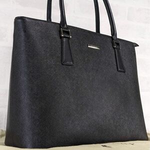 1円〜 【美品】BURBERRYバーバリー トートバッグ ビジネスバッグ サフィアーノレザー ノバチェック 本革 プレート金具 A4収納可 自立