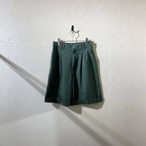 vintage green wide cotton shorts 古着 ビンテージ ショートパンツ ハーフパンツ ワイドパンツ コットンショーツ 80s 90s