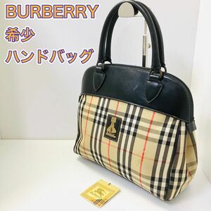 BURBERRY バーバリー ハンドバッグ ノバチェック シャドーホース シェルター キャンバス レザー 美品 ビンテージ レア