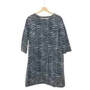 ◆marimekko マリメッコ 長袖ワンピース サイズ38◆ ブラック/グレー コットン100％ レディース 総柄 52199-1-48684