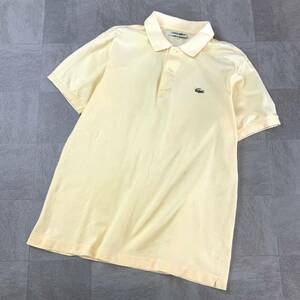 80‘s CHEMISE LACOSTE シュミーズ ラコステ 鹿子 半袖 ポロシャツ メンズ 4 Mサイズ ペールイエロー ゴルフ golf