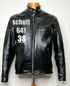 良品⑦schott【38】641ライナー付 米国製シングルライダース◇牛革ジャン ハーレーgpz