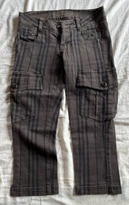 バーバリーブルーレーベル クロップド パンツ size36 カラフル ミリタリー　チェック柄