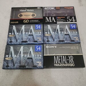 カセットテープ 6本 メタルポジション TDK MA 54分 MA-54M MA-54A SONY ソニー METAL-XR 90分 MTL-XR 90 maxell Metal Vertex 60分 MV 60