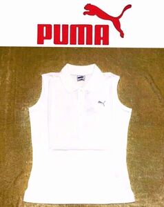 ●新品●PUMA/プーマ●レディース、ノースリーブ 鹿の子ポロシャツ〓ホワイト .Lサイズ〓 日本製、定価￥6500-＋税 綿100%