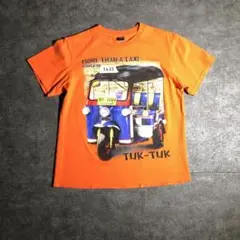 【ヴィンテージ】トゥクトゥク　プリントTシャツ　オレンジ　古着　ZSM5