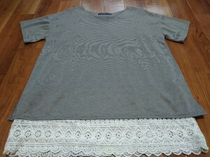 HONEYSUCKLEROSE ハニーサックルローズ すそレースTシャツ レディースL USED