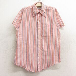 古着 半袖 シャツ キッズ ボーイズ 子供服 80s 薄ピンク他 ストライプ 24apr13