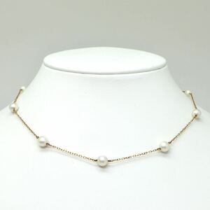 MIKIMOTO(ミキモト)◆K18 アコヤ本真珠ステーションネックレス◆A 約4.3g 約38.0cm 約5.0-6.5mm珠 pearl パール jewelry EC0/EC5