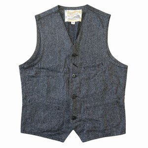 極美品 シュガーケーン SUGAR CANE 9oz. BLACK COVERT WORK VEST 9オンス コバート ワーク ベスト ジレ カットソー ノースリーブ 40