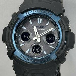 極美品 CASIO G-SHOCK AWG-M100BC-2AJF タフソーラー 電波受信 電波ソーラー マルチバンド6 ブラック ブルー 反転液晶 メタルコアバンド