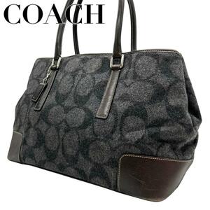 COACH コーチ　s19 ウール　シグネチャー　7721 ハンドバッグ　グレー