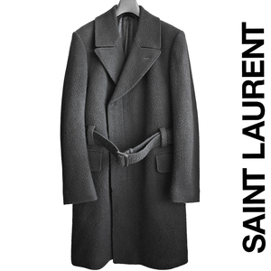 正規品 サンローランパリ SAINT LAURENT PARIS メルトン ブレステッドコート ジャケット ライダースブルゾン 元ディオールオムディレクター