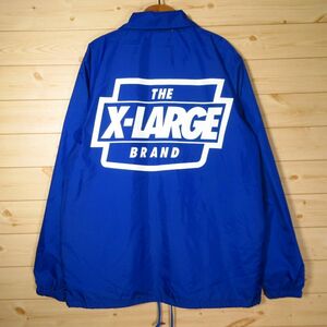 ◎美品！XLARGE エクストララージ◆コーチジャケット 両面プリント デカロゴ 長袖 ストリート◆メンズ 青 Mサイズ◆AA0568